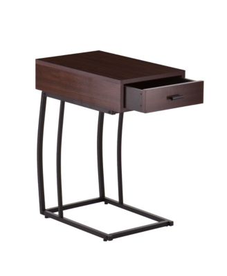 Wood and Iron End Table with Drawer for Sofa Side or Bedside Use