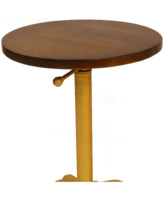 Solid Elm Wood End Table – Round Accent Table with Natural Grain for Home Interiors