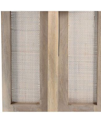 22-Inch Round End Table Natural Solid Wood Top with Rattan Base for Farmhouse Decor