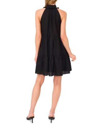 Women's Ruffle-Neck Sleeveless Tiered Sun Dress 