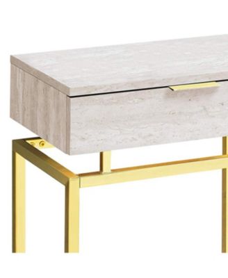 Wood and Metal End Table with Drawer – Industrial Style Accent Table for Living Room or Bedroom