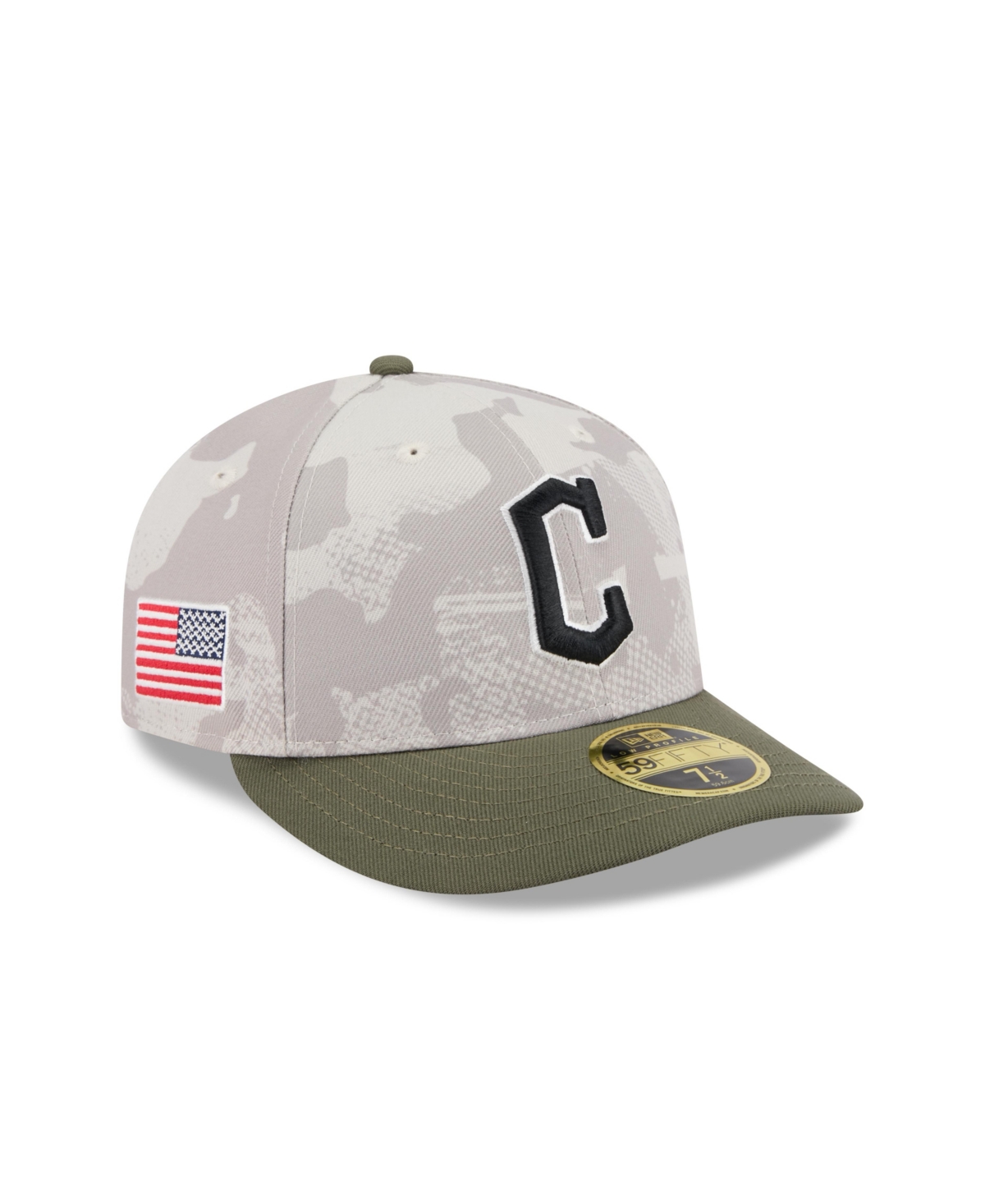Shop New Era Men's Light Beige/olive Cleveland Guardians 2025 Armed Forces Day Low Profile 59fifty Fitted Hat
