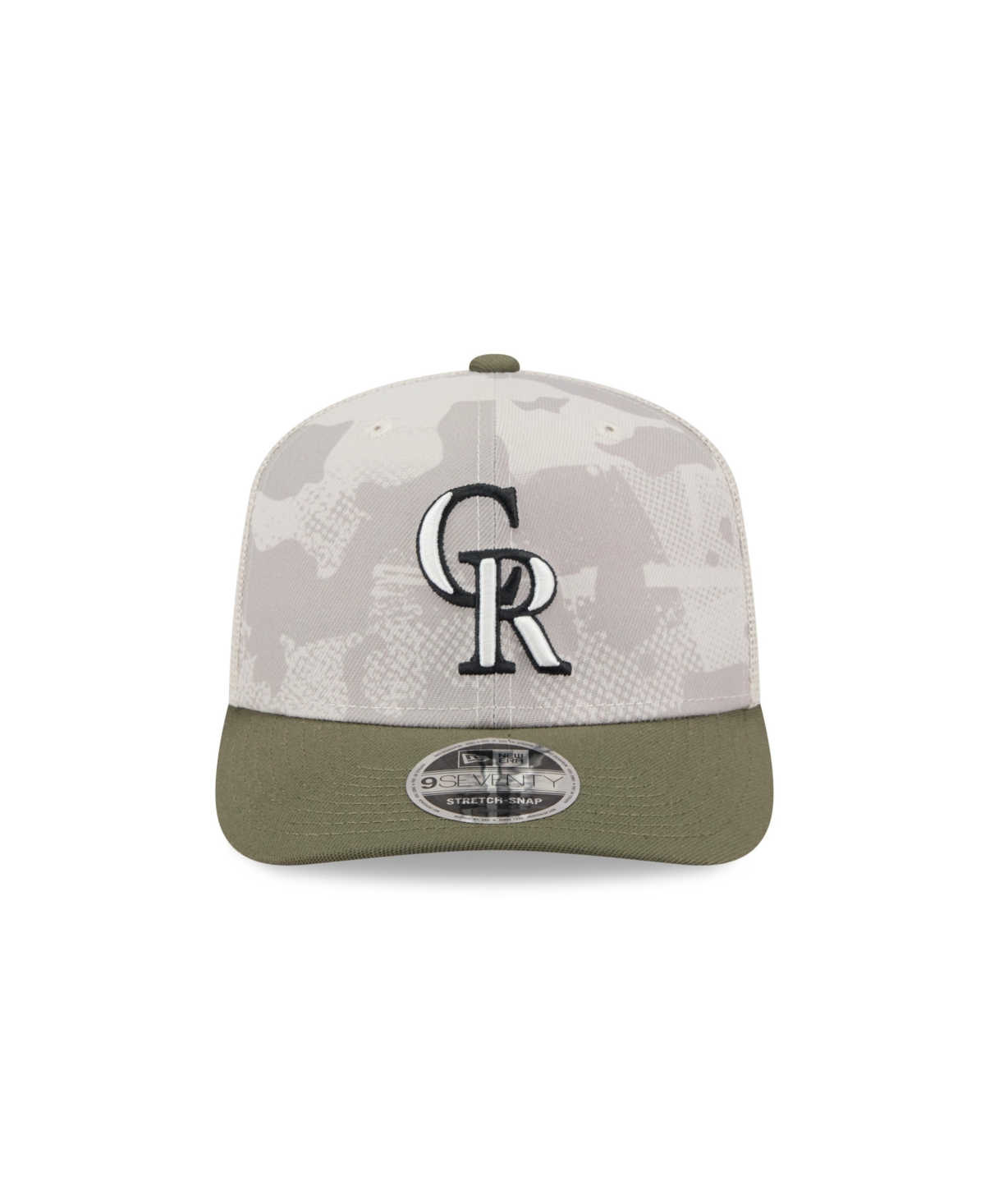 New Era Men's Light Beige/olive Colorado Rockies 2025 Armed Forces Day 9seventy Adjustable Hat