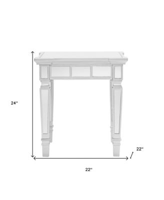 Glass Square End Table for Living Room or Bedroom Accent