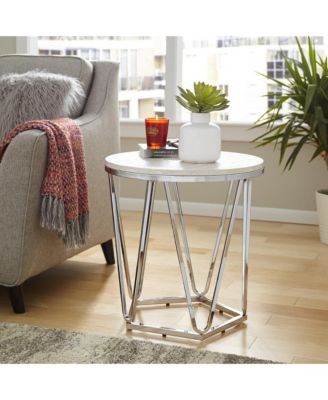 Industrial Wood and Iron Round End Table for Side or Accent Table