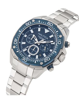 Men's Chronograph Silver-Tone Stainless Steel Watch, 46mm