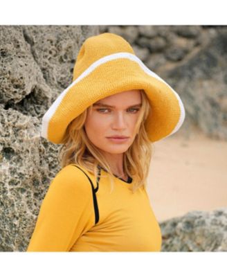 Bloom Line Crochet Sun Hat In Canary Yellow