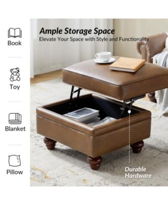 Sabina Transitional 27" Wide Ottoman with Solid Wood Legs