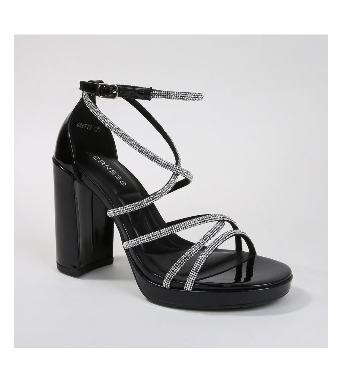 Gretta Rhinestone Strappy Platform Heels - White