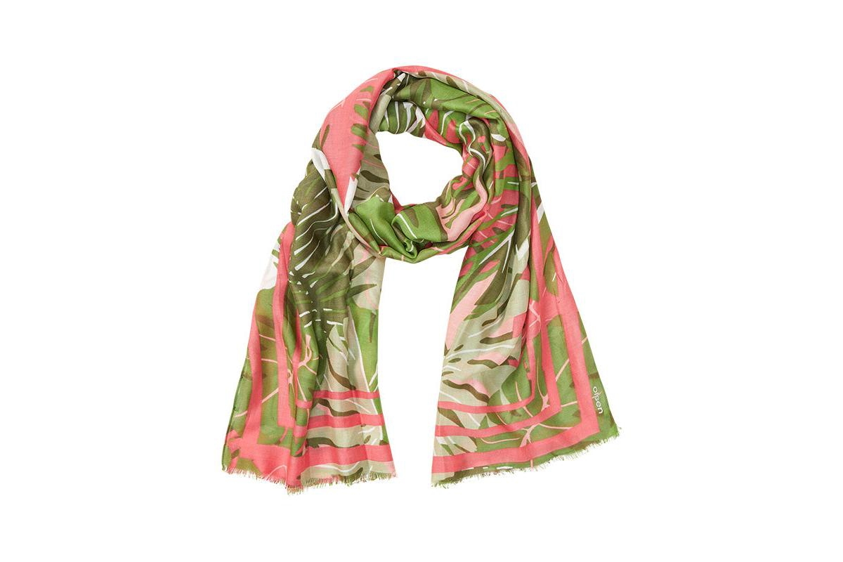 Jungle leaf print scarf - Olive