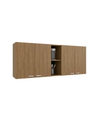 Olimpo 150 Wall Double Door Cabinet,Two External Shelves, Two Interior Shelves, Natural Oak