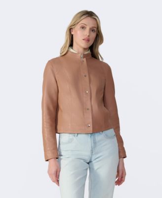 Women's Leather Bomber Jacket, Created for Macy s