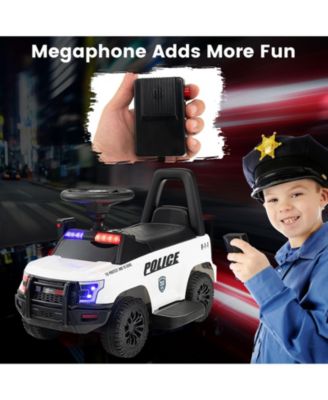6V Kids Ride On Police Car with Real Megaphone and Siren Flashing Lights