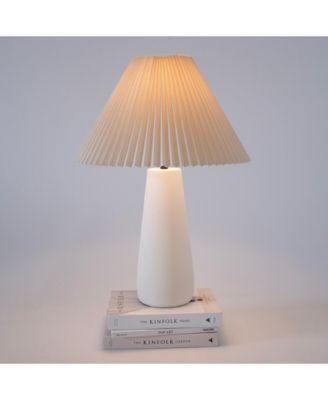 Gwen LED Modern Table Lamp with Cream Pleated Fabric Shade and Weighted Base, Bulb Included (25")