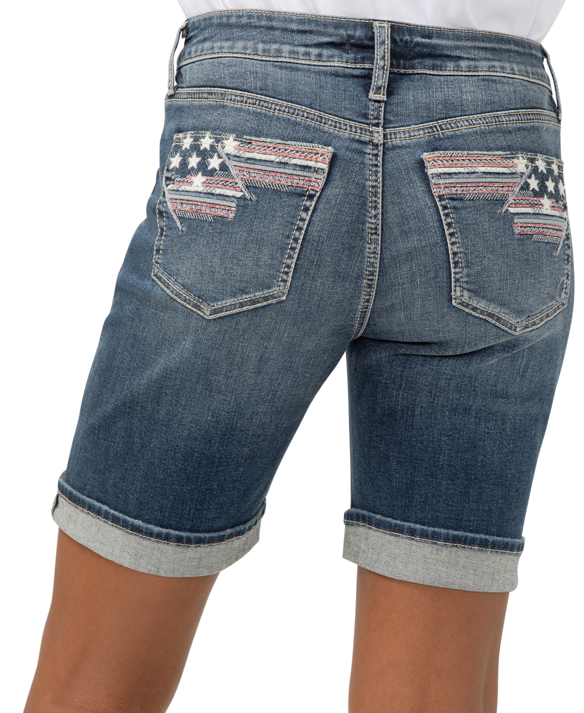 Shop Silver Jeans Co. Women's Suki Mid Rise Curvy Fit Bermuda Shorts