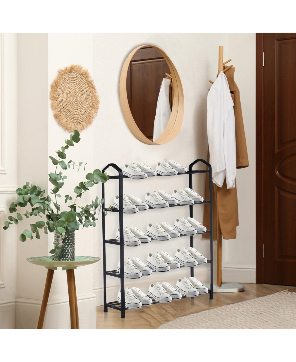 5-Tier Stackable Shoe Rack, 15-Pairs Sturdy Shoe Shelf Storage