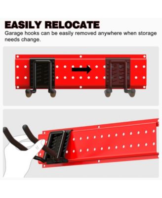 48in Garden Tool Organizer Garage Storage Rack, Red