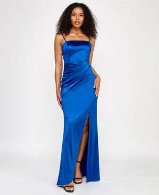 Emerald Green Dress Macys Prom Dresses Emerald Sundae Emerald Sundae  Juniors' Satin Pleated Slit Gown Macy's
