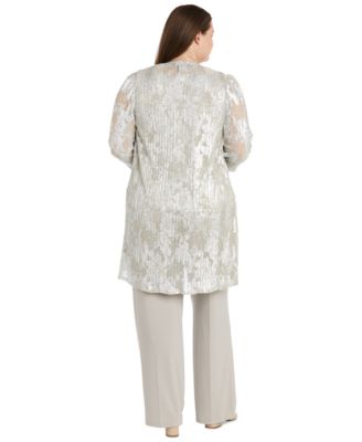 Plus Size 3-Pc. Embellished Jacket, Necklace Top & Pant Set