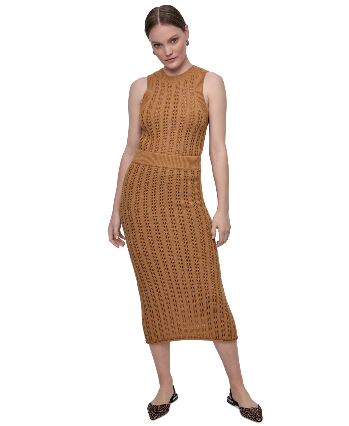 Women's Cable Pointelle-Stitch Skirt - BLK - BLACK