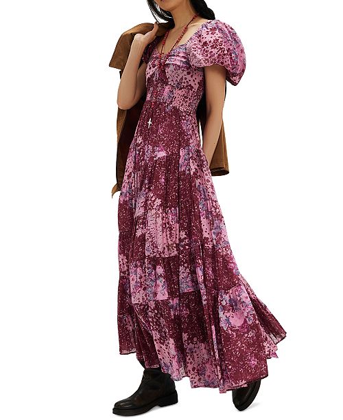 alfani Free People Women's Floral Sundrenched Maxi Dress Women's Fashion Shoes & Accessories