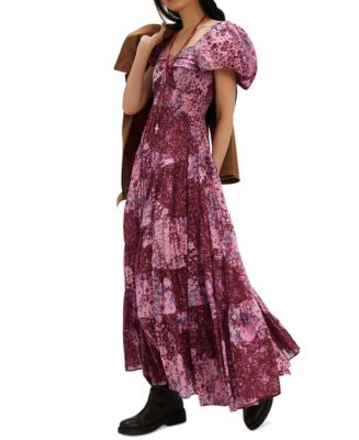 fitted lace wedding dress Baltic Born Womens Southampton Smocked Maxi Dress | Jade Blossom