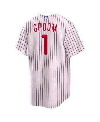 Men's&nbsp;White Philadelphia Phillies 1 Groom Home Replica Jersey