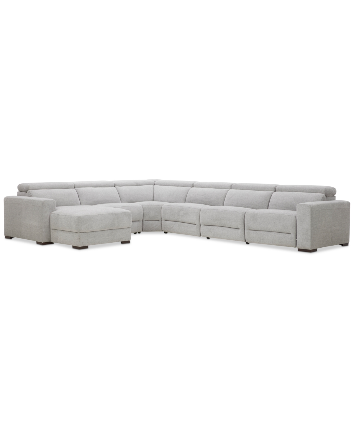 Macy's Nevio 6-pc. Fabric Power Headrest Sectional With 2 Power Motion Chairs