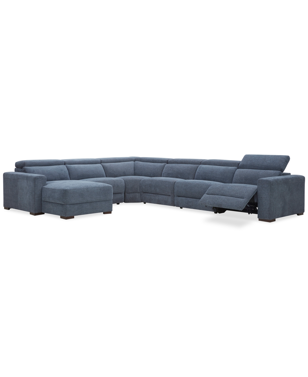 Macy's Nevio 6-pc. Fabric Power Headrest Sectional With 1 Power Motion Chair
