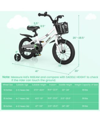 14 Inch Kids Bike with 2 Training Wheels for 3-5 Years Old