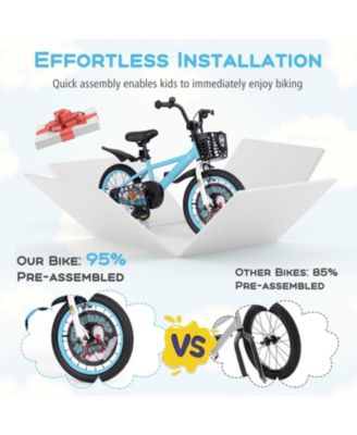 16 Inch Kids Bike Adjustable with Storage Basket and Double Brake for 4-8 Years Old