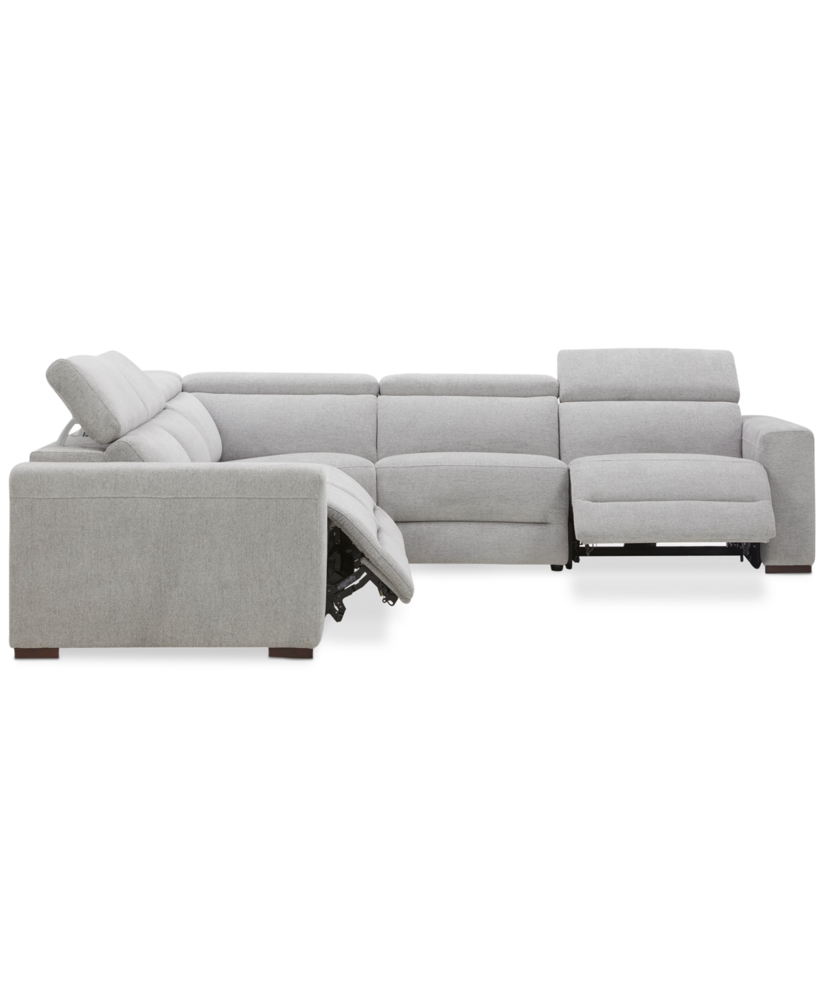Macy's Nevio 5-pc. Fabric Power Headrest Sectional With 3 Power Motion Chairs