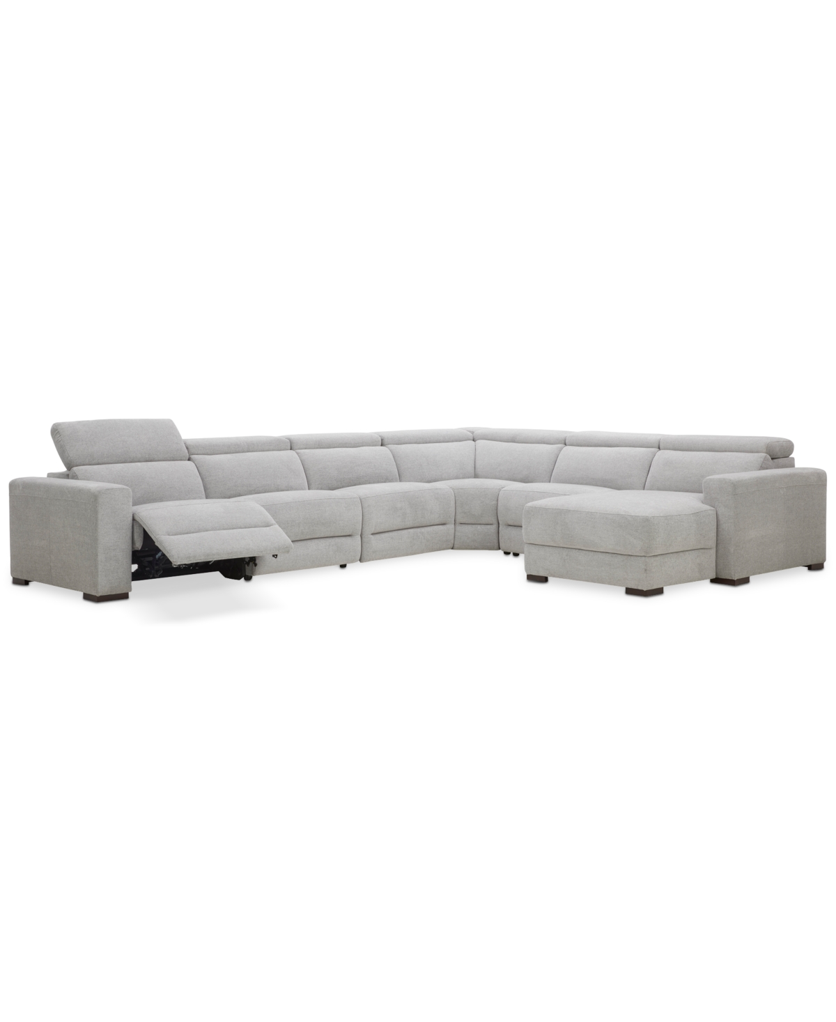 Macy's Nevio 6-pc. Fabric Power Headrest Sectional With 1 Power Motion Chair