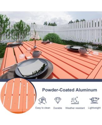 3-Piece Outdoor Patio Dining Set, Aluminum Furniture Set with 1 Rectangular Picnic Table and 2 Benches for Garden, Lawn, Yard