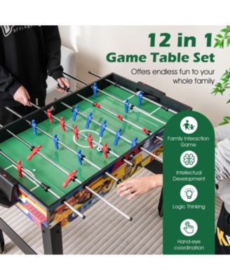 12-in-1 Combo Game Table Set with Foosball Air Hockey Pool Chess and Ping Pong