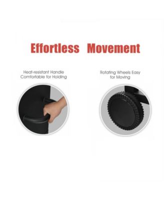 Rolling Outdoor Pizza Oven Wood Fire Pizza Maker With Pizza Peel Pizza Stone Waterproof Cover Wood Storage Shelf Ash Collection Drawer Thermometer Heat-Resistant Handle Perfect For Outdoor Activities