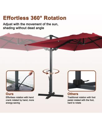 120" Square Cantilever Umbrella with Detachable LED Atmosphere Light, Bluetooth Player and Weight Base