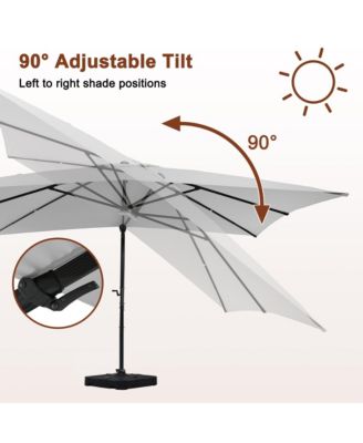  Rectangular Cantilever Umbrella with Detachable LED Atmosphere Light and Bluetooth Player, w/ Weight Base Included