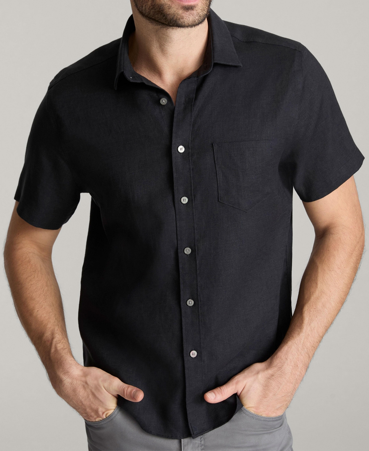 Men's Slim Fit Wrinkle Resistant Linen Cameron Button Up Shirt - Bright white