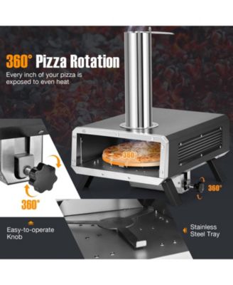 Outdoor Pizza Oven Portable Wood Pellet Pizza Stove with 12 Inch Round Rotatable Pizza Stone