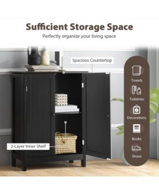 2-Door Free-Standing Bathroom Cabinet with Shelf