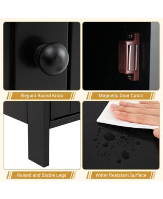 Bathroom Freestanding  Adjustable Shelf Floor Storage Cabinet