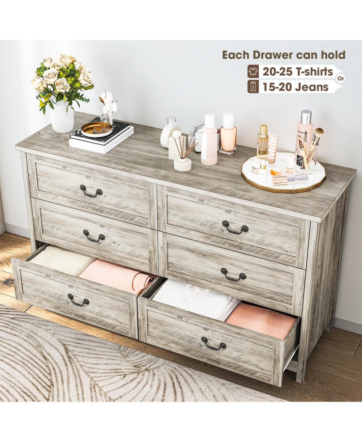 6 Drawer Dresser Chest of Drawers