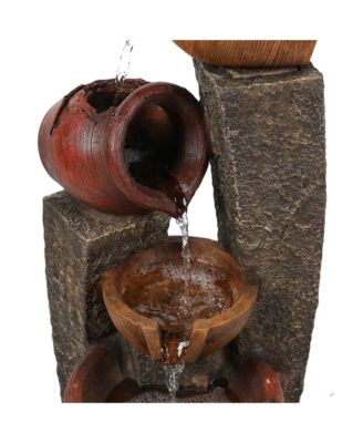 Rustic Resin Pots and Posts Outdoor Fountain