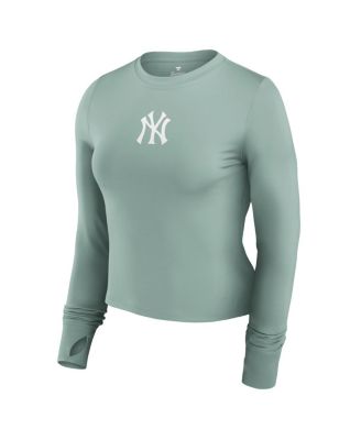 Women's Green New York Yankees Studio Fitted Long Sleeve Gym Top
