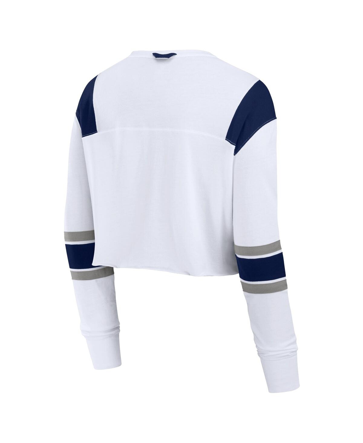 Fanatics Women's White New York Yankees Stretch Cropped Fashion Long Sleeve T-shirt