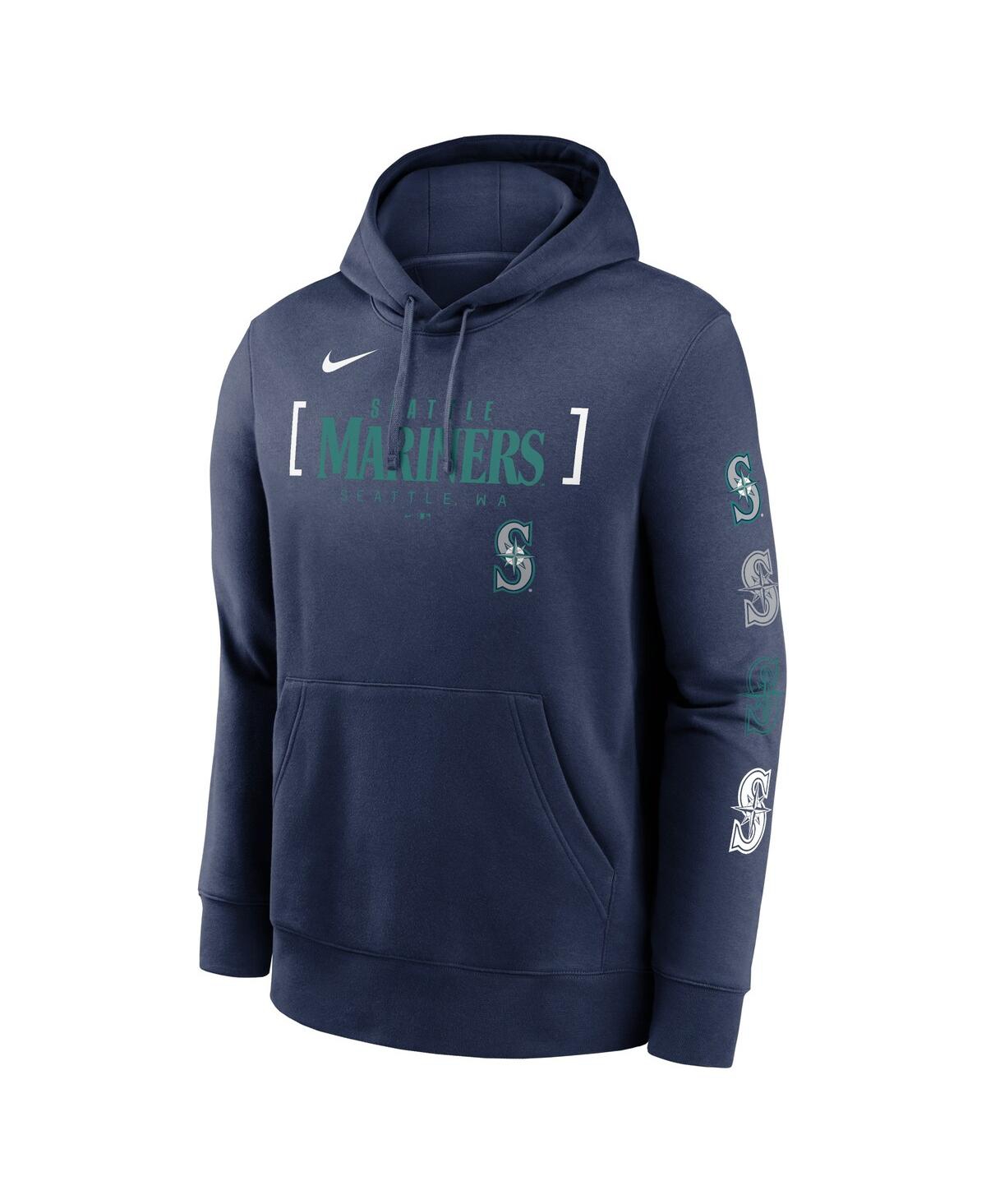 Nike Men's Navy Seattle Mariners Club Stack Pullover Hoodie In Blue