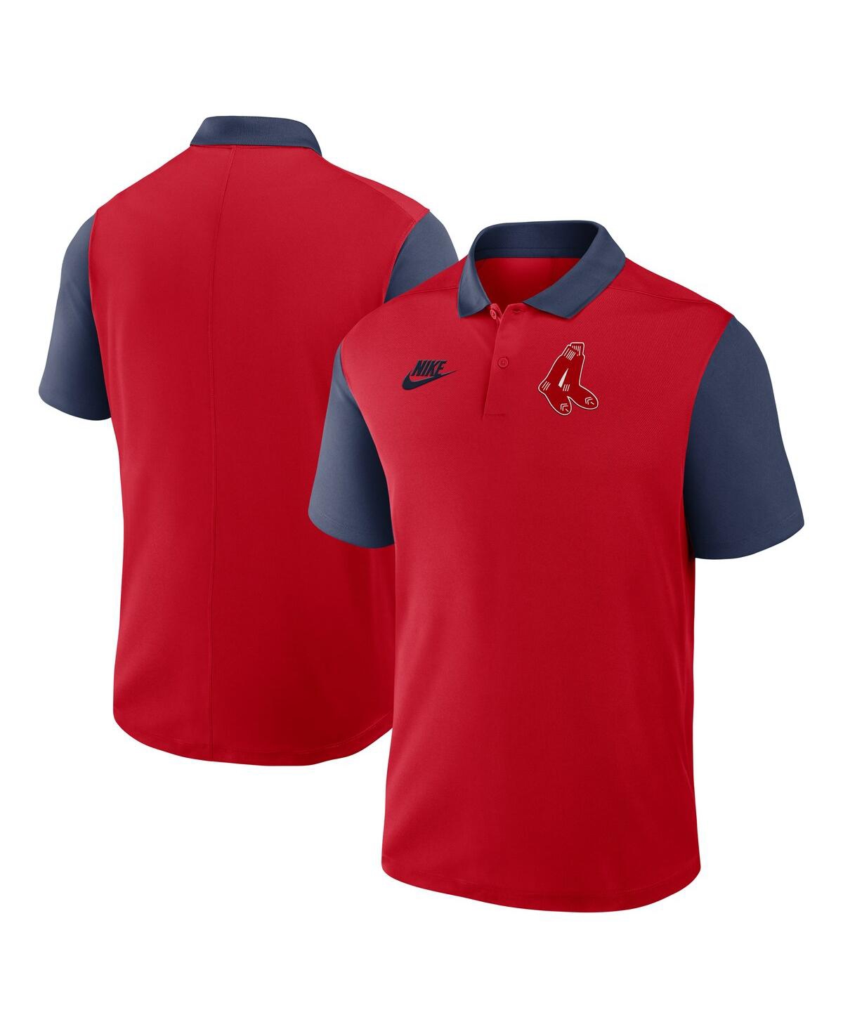 Nike Men's Red/navy Boston Red Sox Cooperstown Collection Color-block Victory Performance Polo Shirt