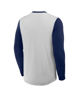 Men's Gray/Navy New York Yankees Clubhouse Long Sleeve Henley Shirt
