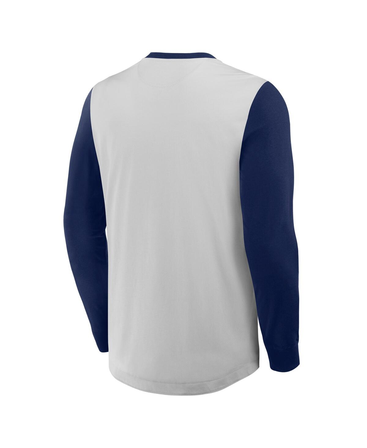 Fanatics Men's Gray/navy New York Yankees Clubhouse Long Sleeve Henley Shirt